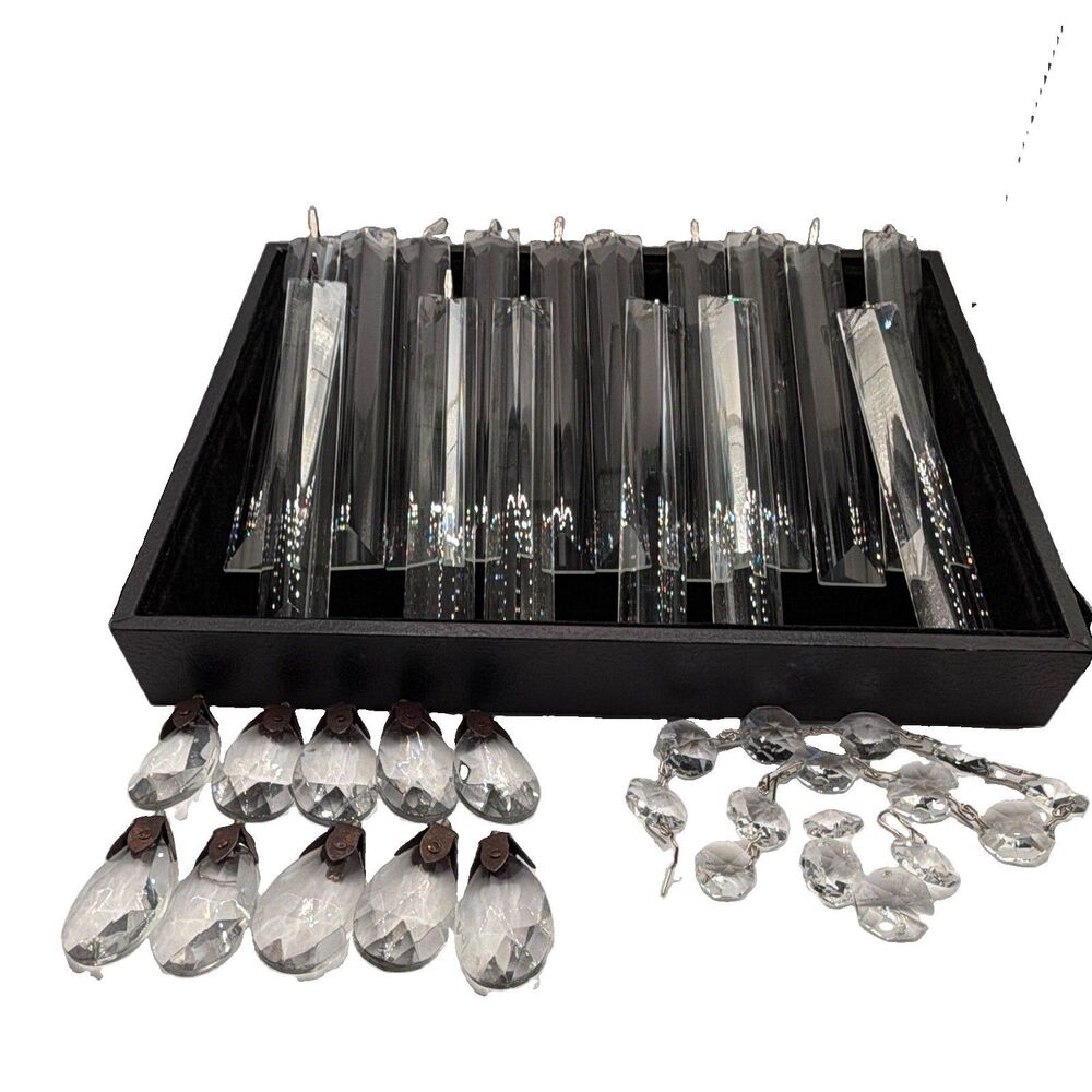 Clear Crystal Chandelier Crystals Prisms & Teardrop Pendants Replacement Lot